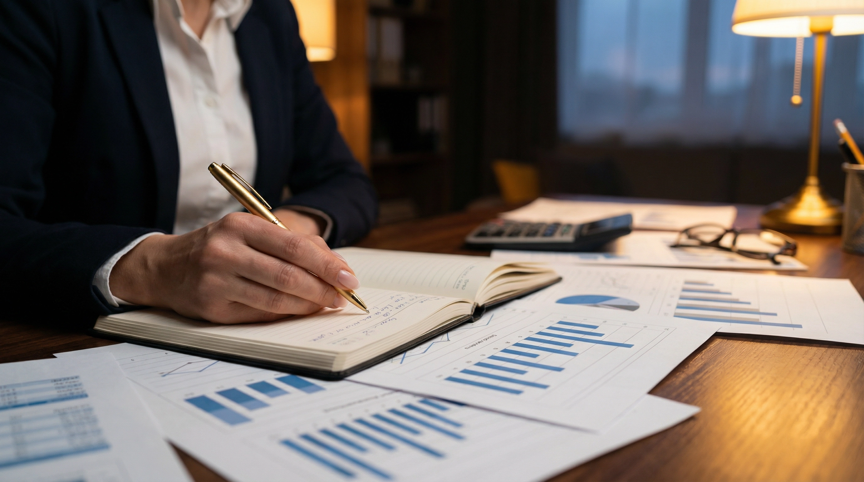 Planejamento financeiro personalizado com documentos e gráficos